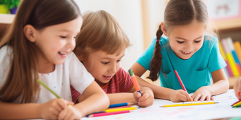 kids hold crayons